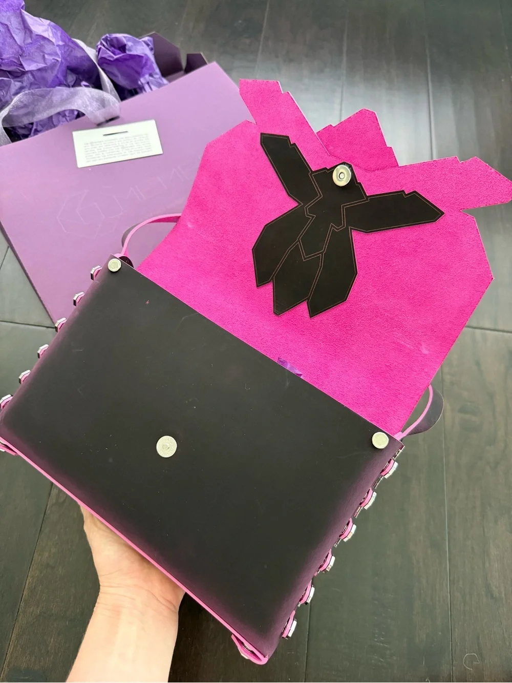 N.O.N.MEMNER Black & Pink leather ORCHID Bag